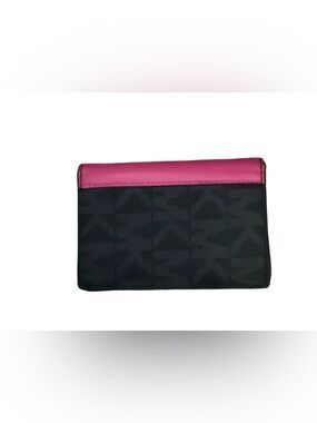 Michael Kors Jet Set Logo Card Holder Wallet Black Pink Signature MK